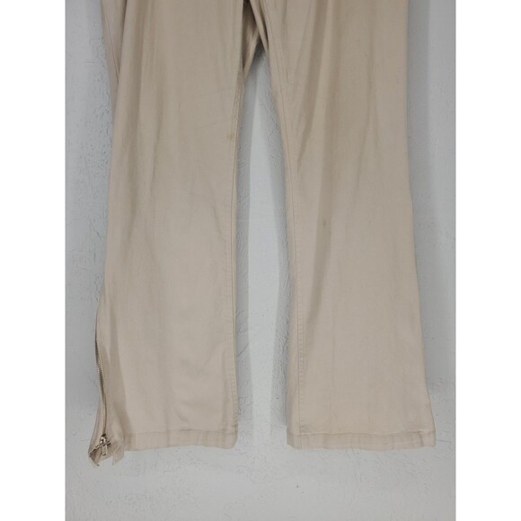 Vintage 90s Y2K Cache Zip Flare Wide Leg Khaki Pants Y2K Streetwear Size 10 - Picture 3 of 9